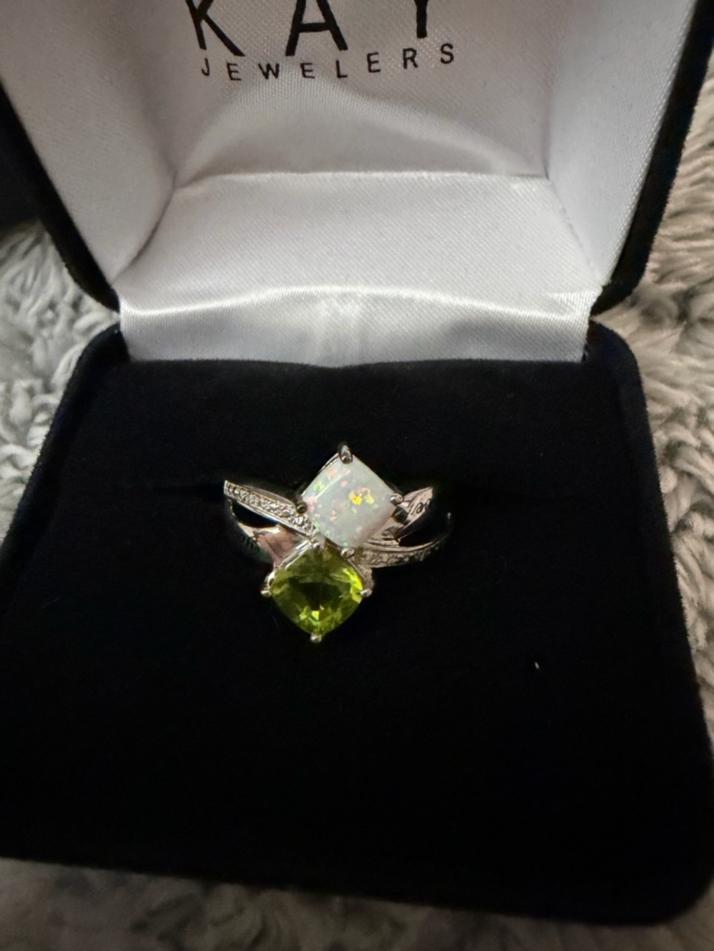 KAY Jewelers Peridot and Tourmaline Stone Ring Sterling Silver personalized - Picture 6 of 8